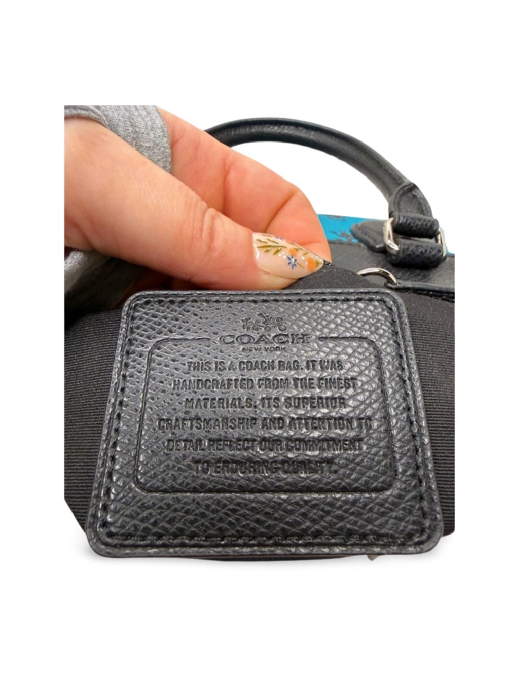 Coach Badlands Mini Bennett Satchel Blue Floral Print Leather Crossbody - Picture 9 of 15